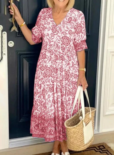 V-neck cozy Bohemian Latest Style Dress