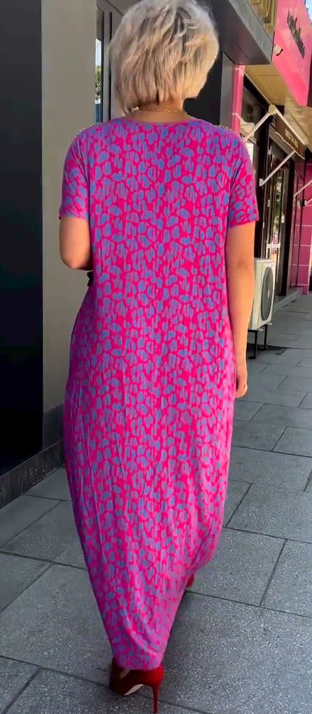 Plus-Size Print Dress | V-Neck A-Line Slimming Summer Dress