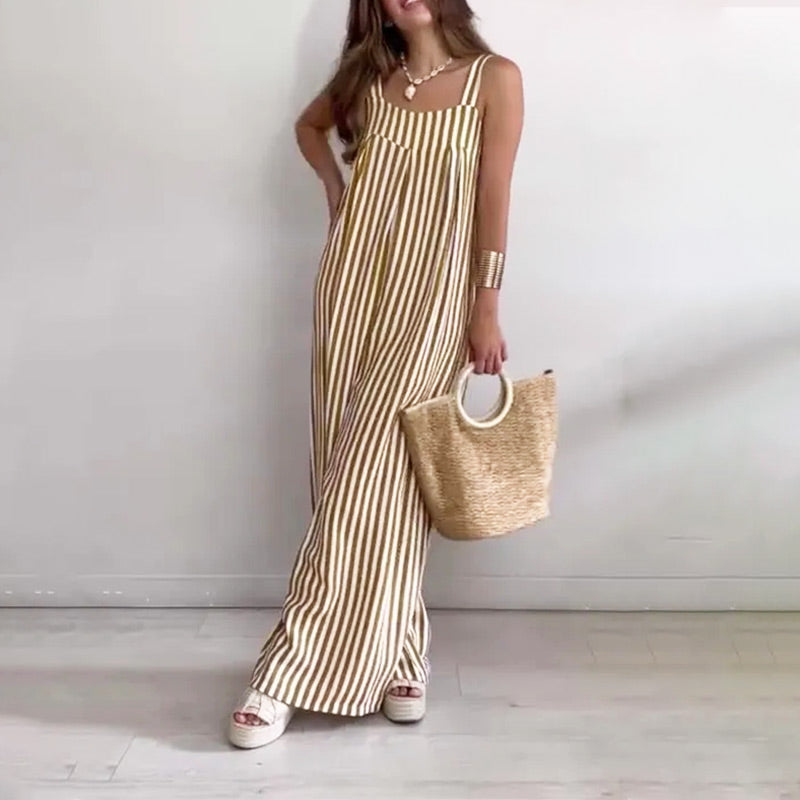 Refuse to dress anxiously! Striped loose jumpsuit|A set of Fengshen ✨ sale