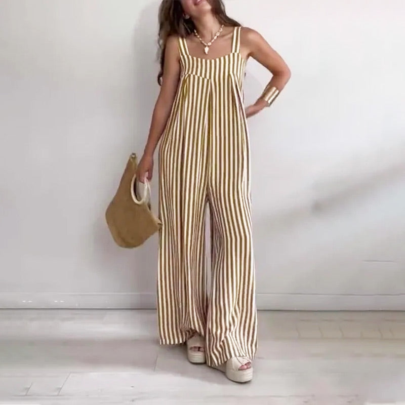 Refuse to dress anxiously! Striped loose jumpsuit|A set of Fengshen ✨ sale