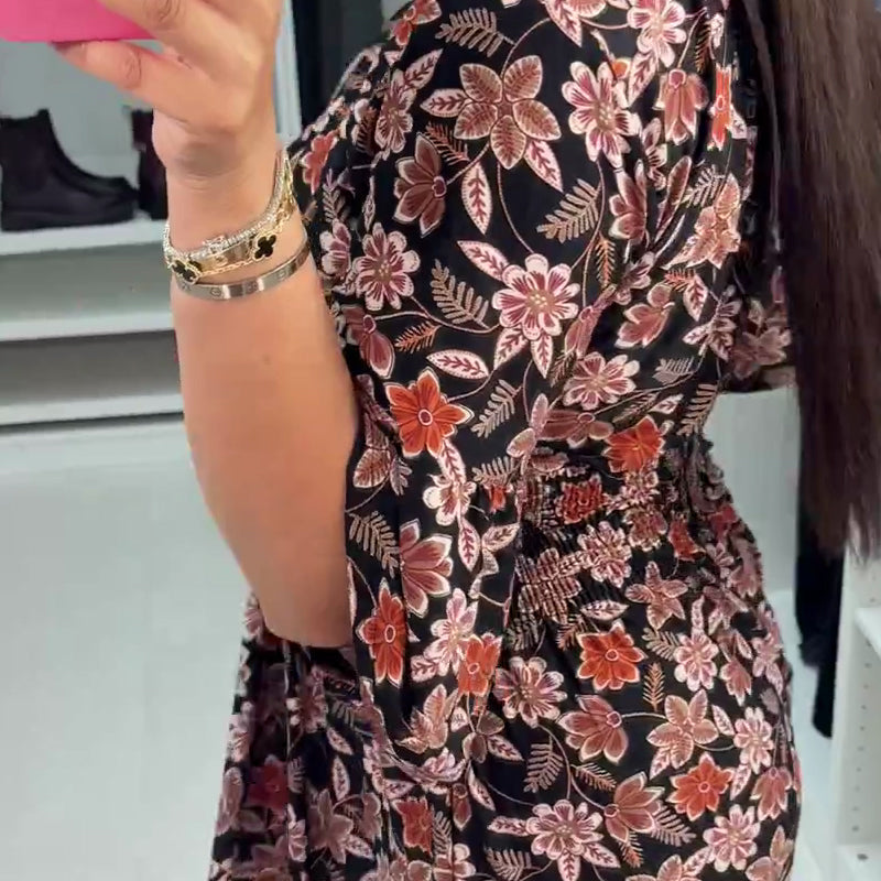 V-neck comfy Printed long Dress