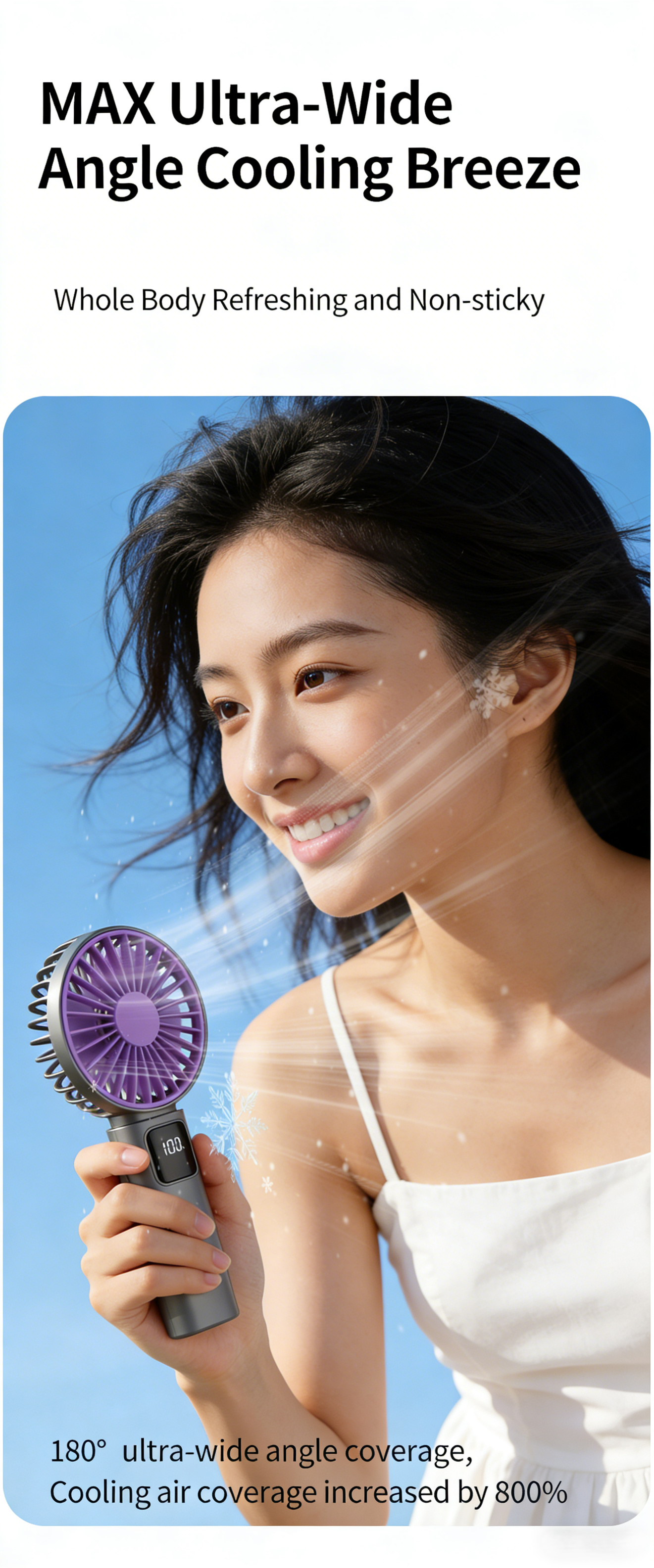 2026 New Model Extra Long Battery Life Portable Handheld Fan, Ice Cooling Function with Base and Phone Stand