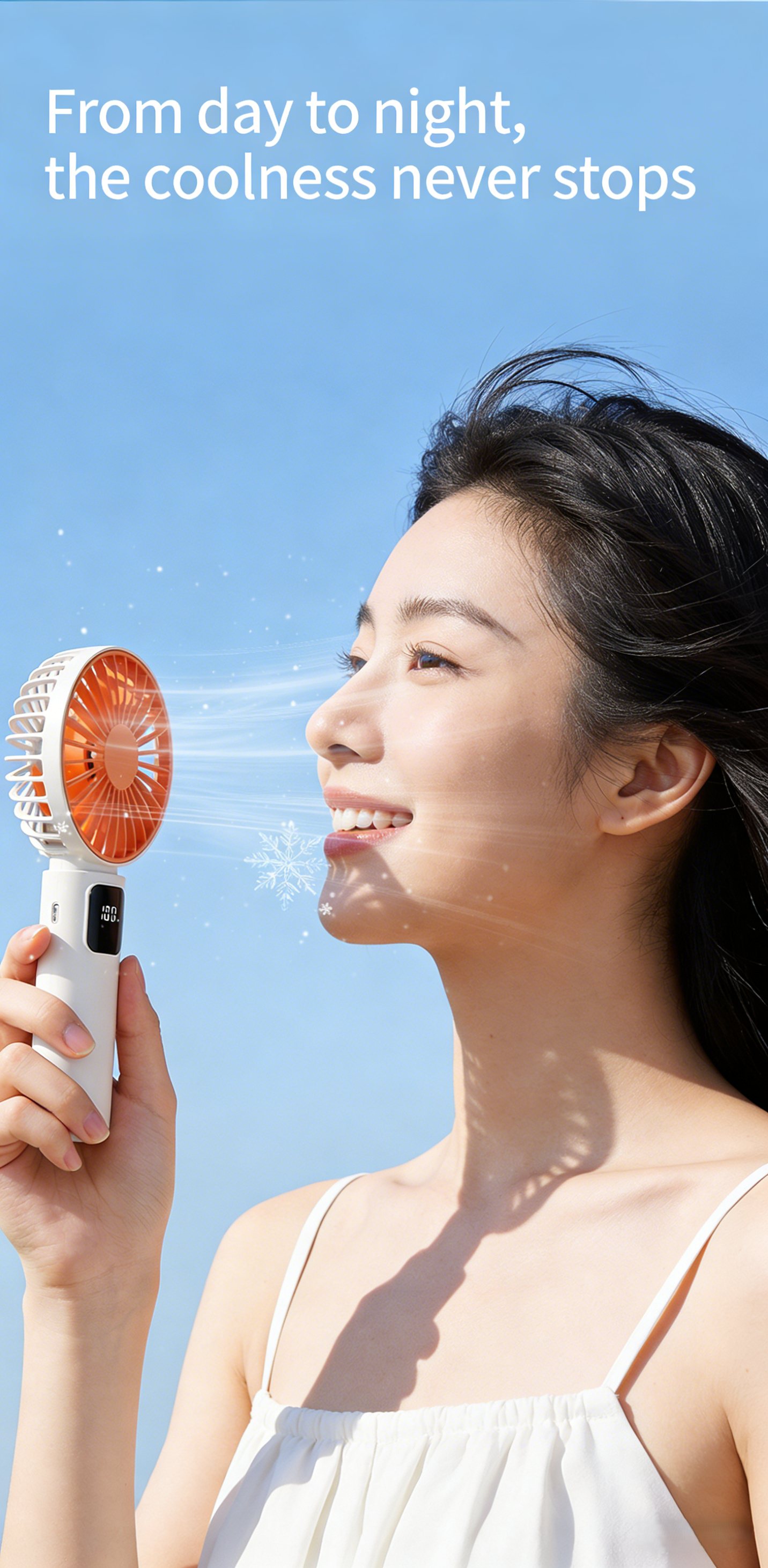 2026 New Model Extra Long Battery Life Portable Handheld Fan, Ice Cooling Function with Base and Phone Stand