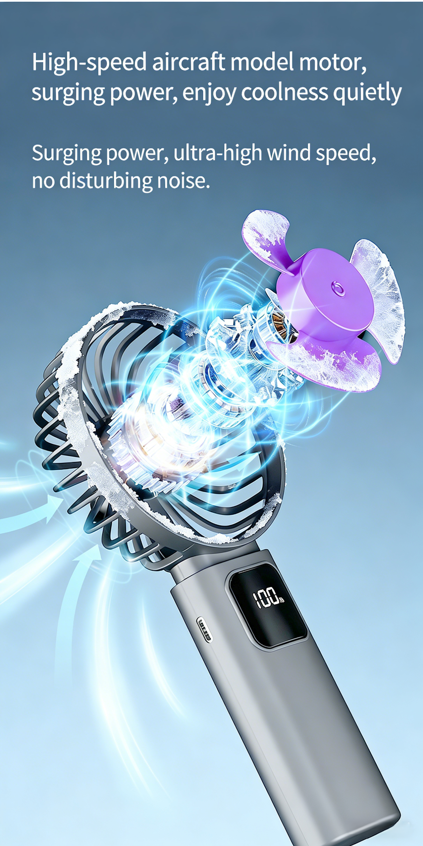 2026 New Model Extra Long Battery Life Portable Handheld Fan, Ice Cooling Function with Base and Phone Stand