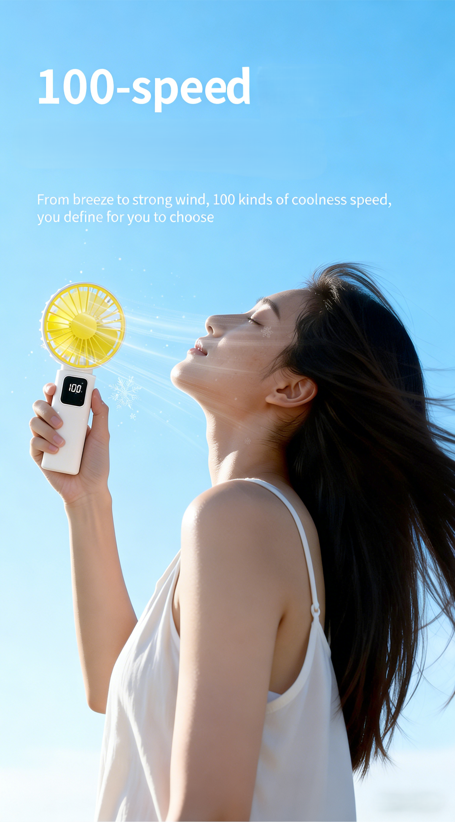 2026 New Model Extra Long Battery Life Portable Handheld Fan, Ice Cooling Function with Base and Phone Stand