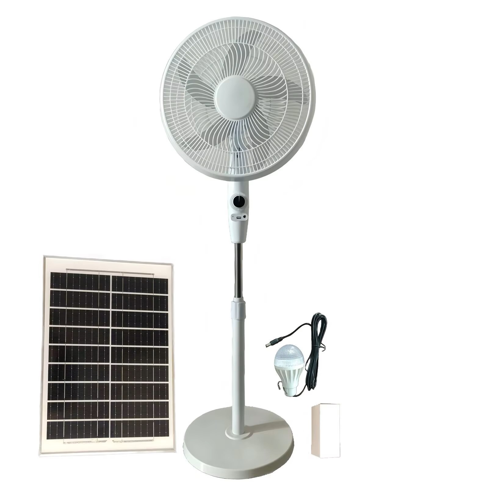 Solar Powered 16 Inch 15W Floor Fan Home Dormitory Powerful Cooling Vertical Fan Outdoor Emergency Charging Factory Direct Sales