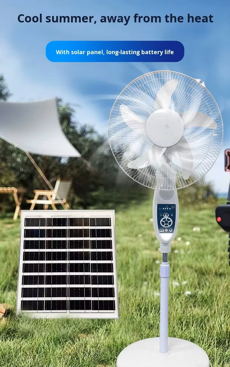 Aimeda Solar-powered Fan Hot-selling  Charging Light for Remote Control  Ultra-long Battery Life  Music and Radio Functions