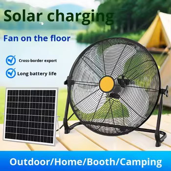 Aimeda Solar Fan Ultra-long Battery Life Portable Camping Fan Powerful 25W Aluminum Iron Outdoor Rechargeable Floor Fan