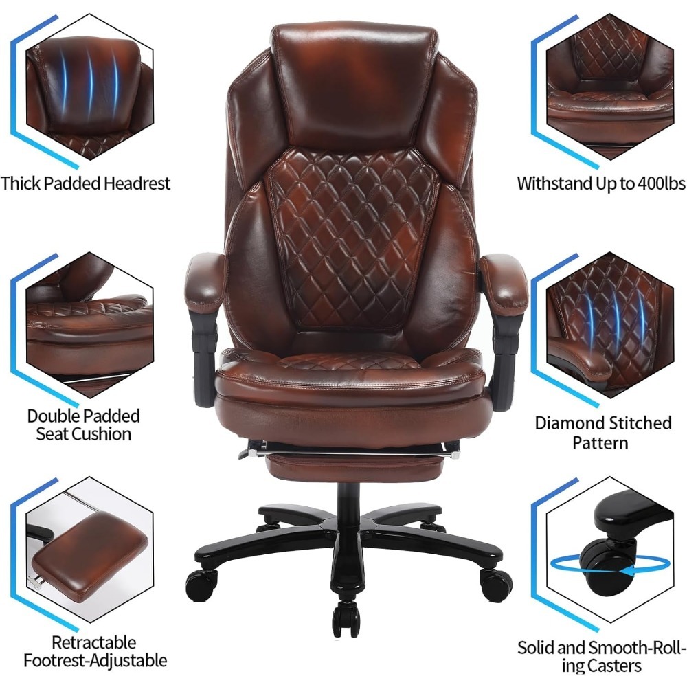 Sillones de oficina reclinables con reposapiés (grandes) — 400 lb