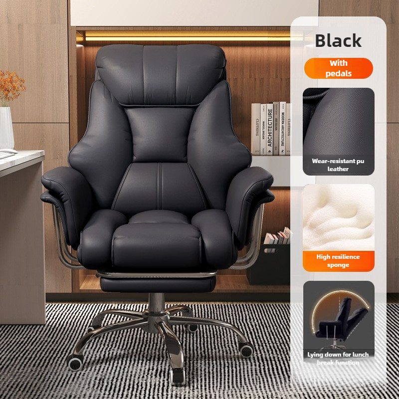 Sillón ejecutivo minimalista — Silla de oficina y ordenador, cómoda para uso sedentario.