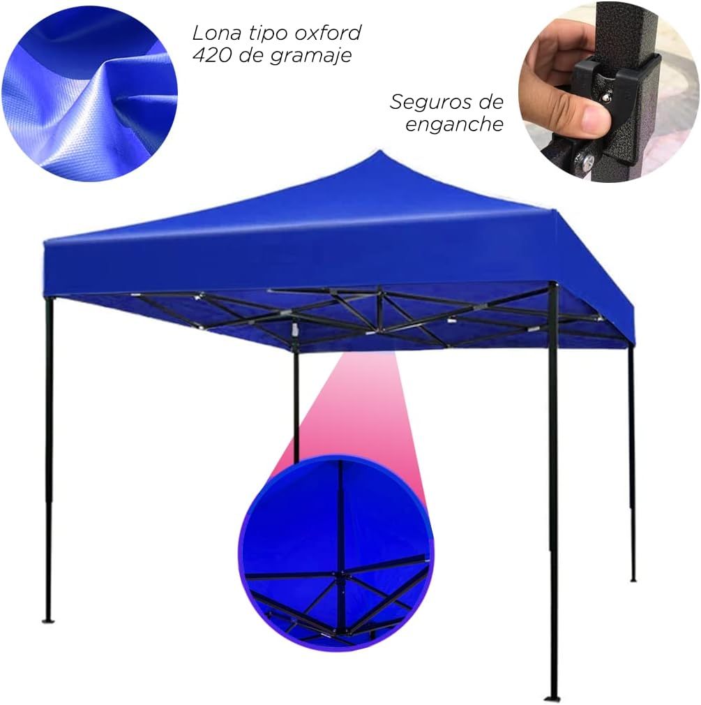 Toldo Carpa Plegable 3x3,Impermeable Reforzado-clavijas de tierra para tienda de campaña al aire libre