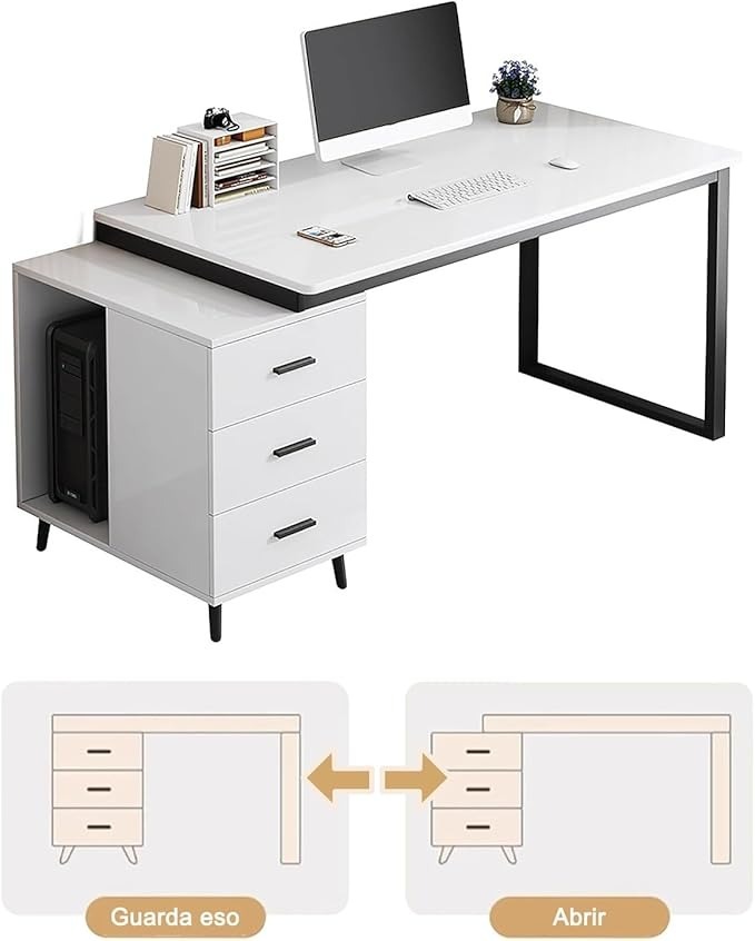 100×54 cm escritorio de oficina para computadora, diseño sencillo, con cajón de almacenamiento, silla de escritura, escritorio moderno para estudio.