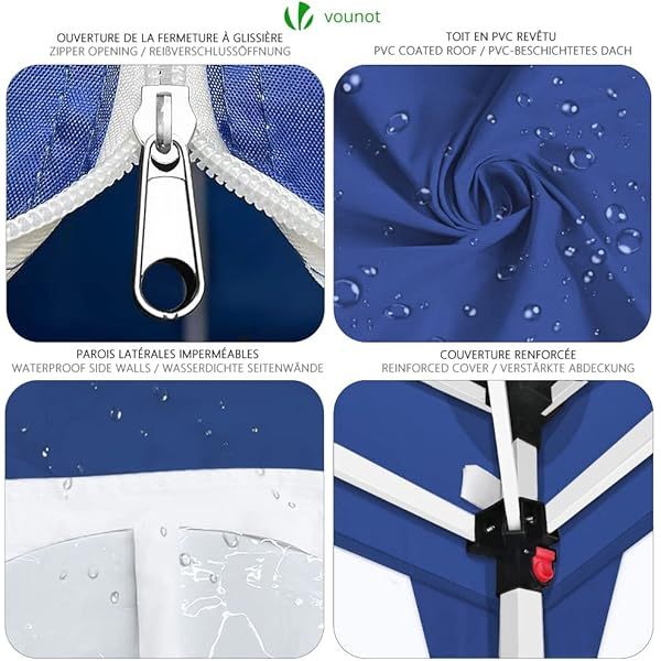 Carpa Plegable Gazebo 3x3m con 4 Paredes y 4 Bolsas de Arena, Cenador Pabellón de Jardín para Camping, Fiestas, Exterior, Color Azul