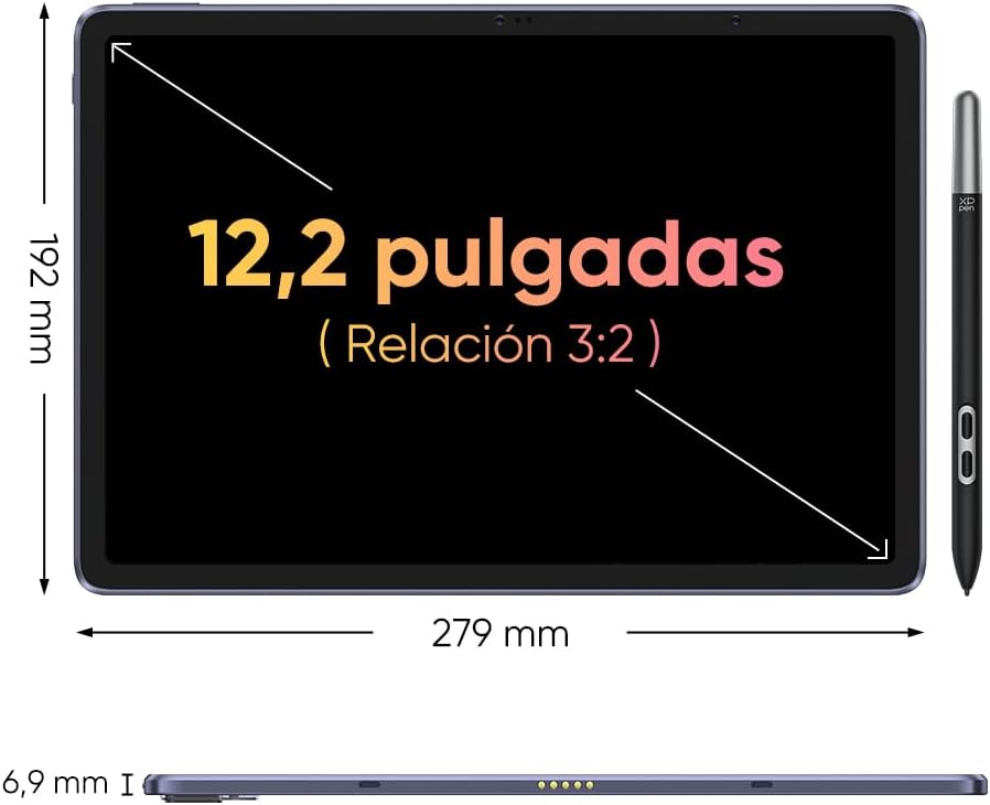 Pad para Artmobile Portátil,Magic Drawing Pad 12 Pulgadas, Tableta de Sistema Android, con X3 Pro Lápiz 16,384 Niveles de Presión, CPU 8GB + 256GB, Pad para Artmobile Portátil