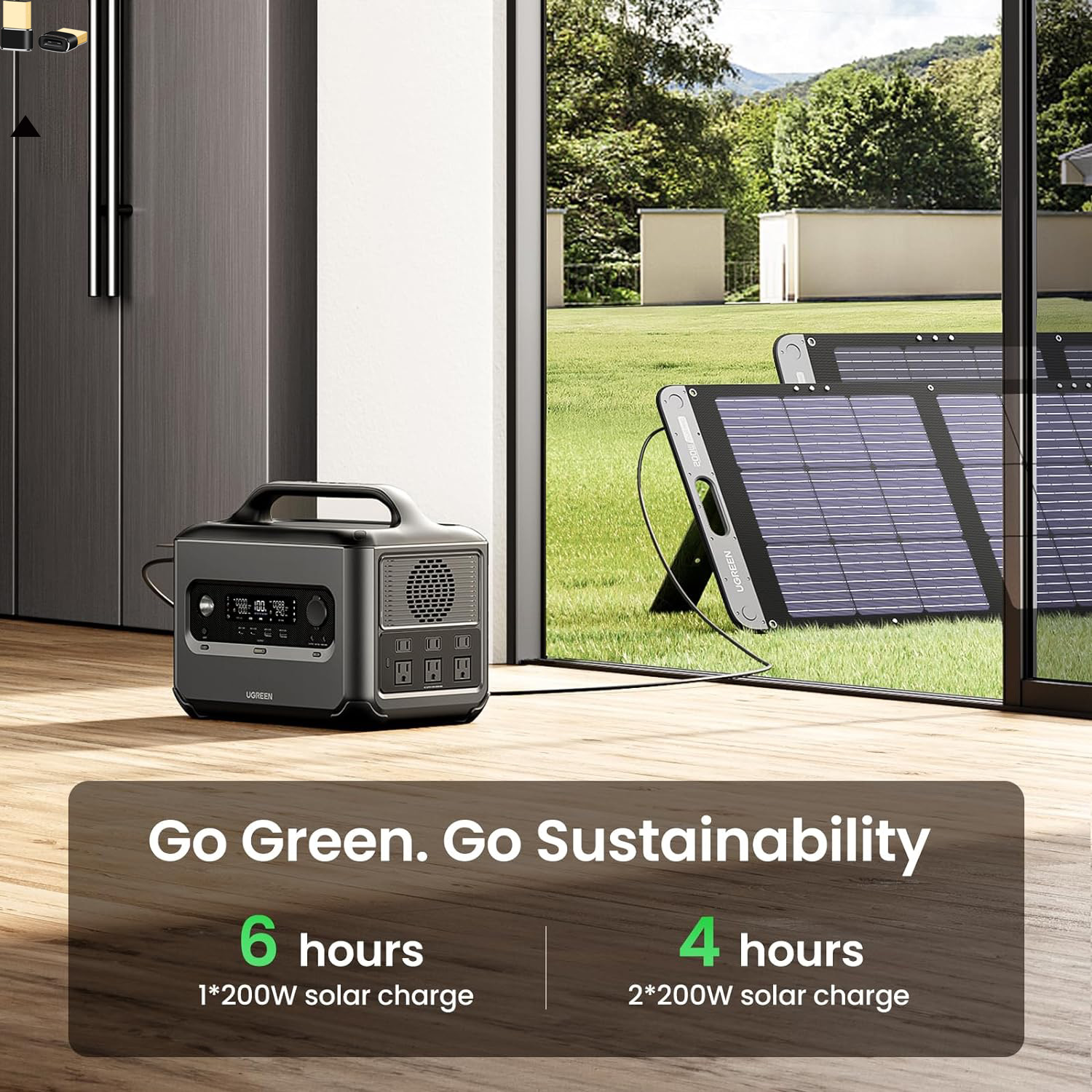 PowerRoam 1200 Generador solar, central de energía portátil de 1024 Wh con panel solar de 200 W incluido, salida de hasta 2500 W, batería LiFePO4 (LFP), generadores para respaldo en el