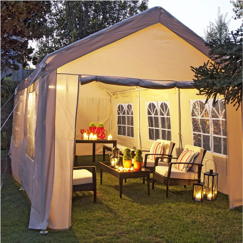 Toldo Con Cortinas Textil Taupe 400 x 800 cm