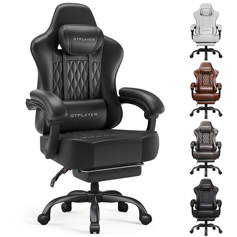 Silla gaming para personas grandes y altas con reposapiés, silla de oficina ergonómica