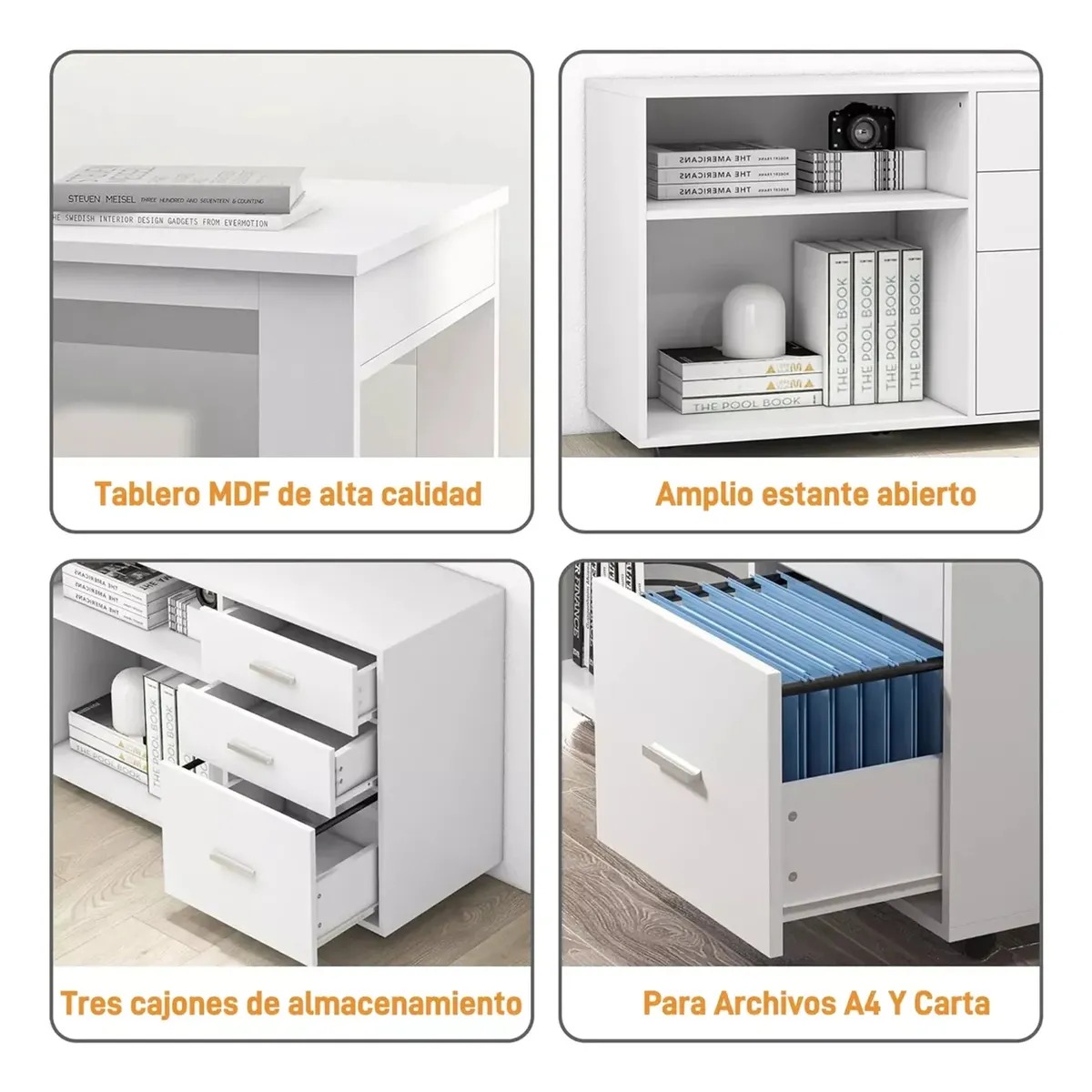Escritorio Multifuncional Con Archivero Transformable 140cm
