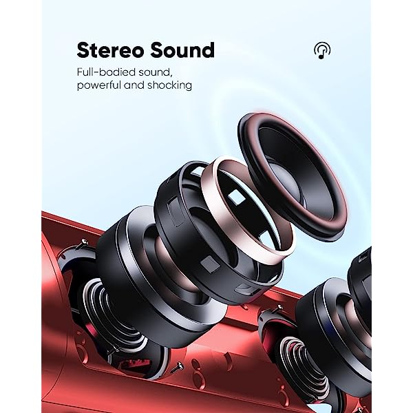 Altavoz Bluetooth con sonido HD, inalámbrico portátil, resistente al agua IPX5, hasta 24 horas de reproducción, emparejamiento TWS, BT5.3