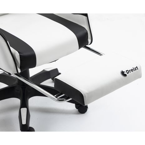 Silla Gamer Ergonómica Dreizt Shine Series Blanco/ Negro Con Posapies Reclinable