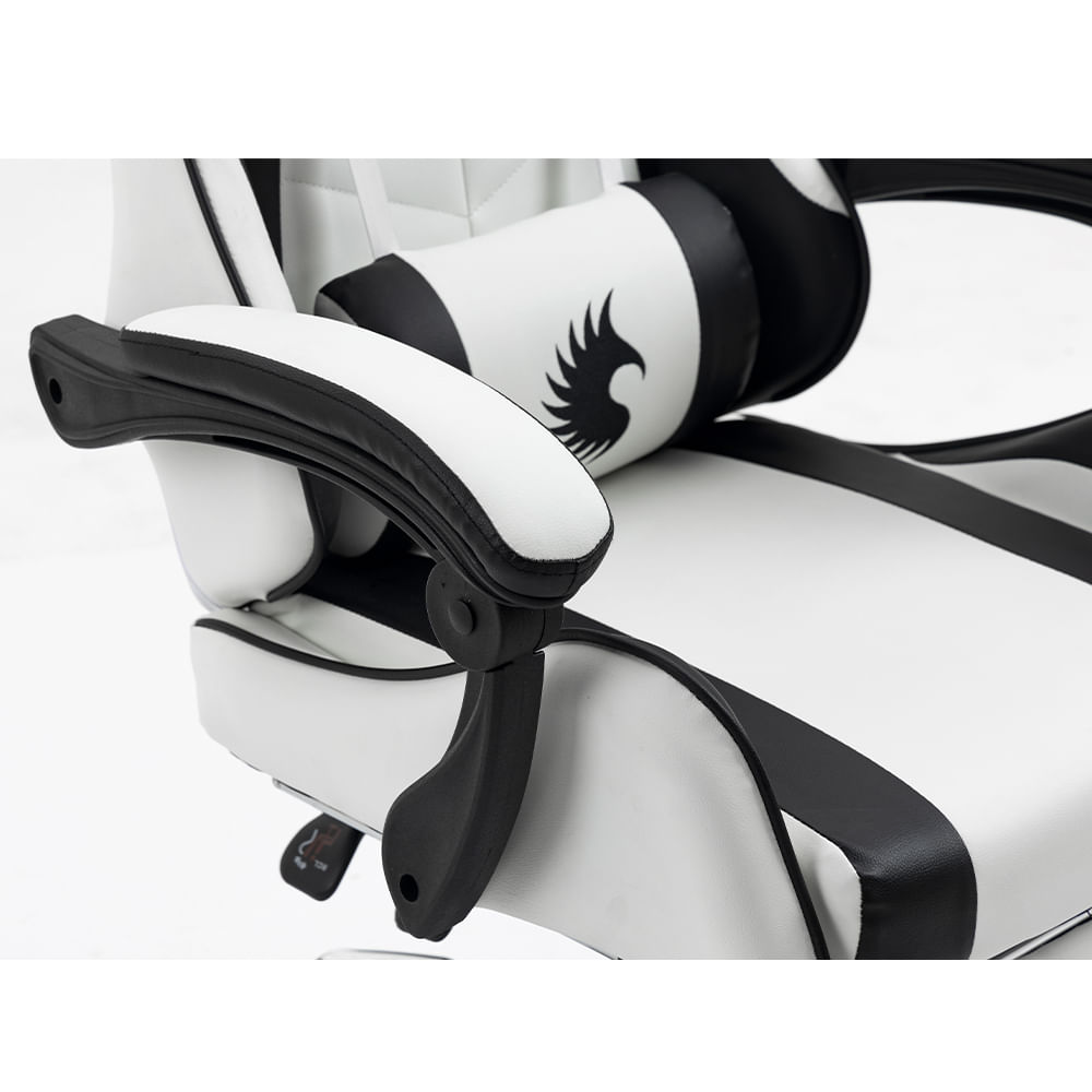 Silla Gamer Ergonómica Dreizt Shine Series Blanco/ Negro Con Posapies Reclinable