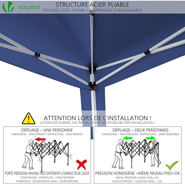 Carpa Plegable Gazebo 3x3m con 4 Paredes y 4 Bolsas de Arena, Cenador Pabellón de Jardín para Camping, Fiestas, Exterior, Color Azul