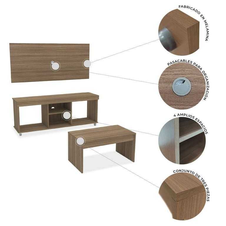 Set Mesa de TV y Mesa de Centro Mundo In Turin Muebles Sala Roble