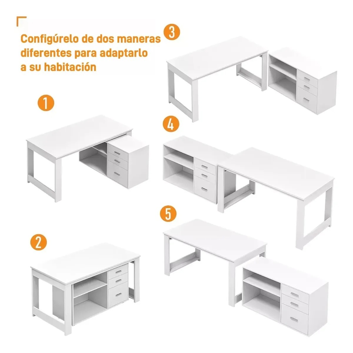 Escritorio Multifuncional Con Archivero Transformable 140cm