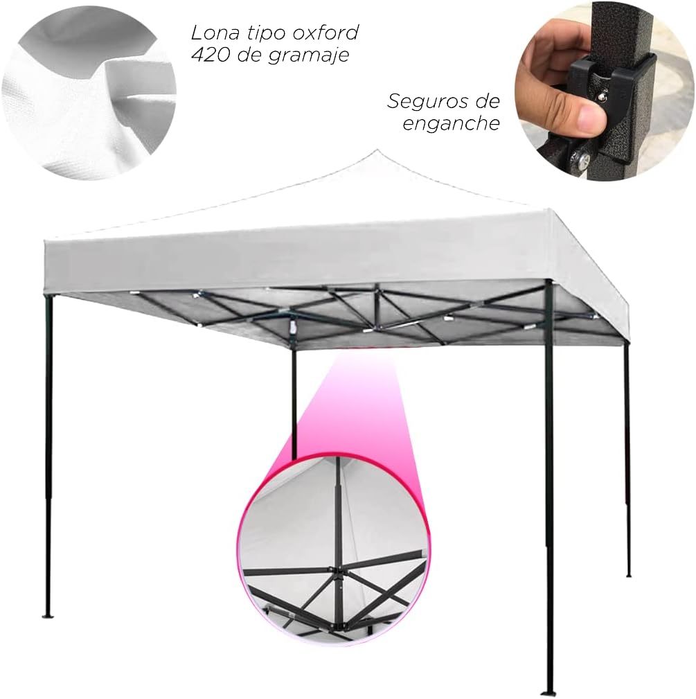 Toldo Carpa Plegable 3x3,Impermeable Reforzado-clavijas de tierra para tienda de campaña al aire libre