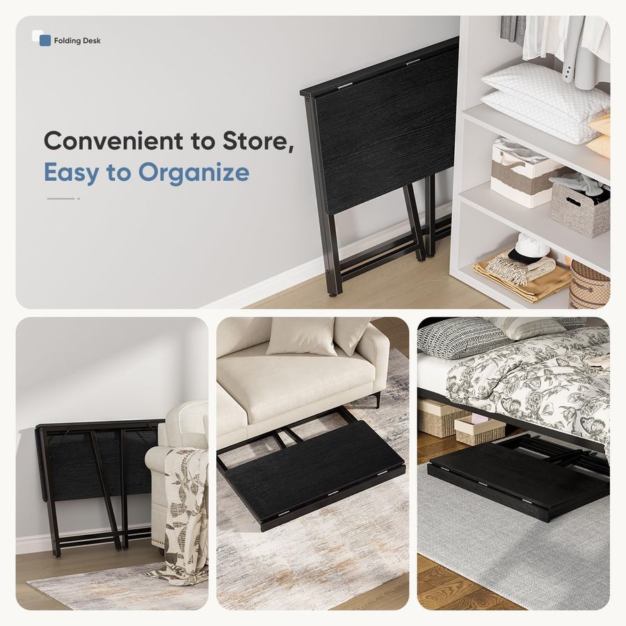 Escritorio plegable de 31,5 pulgadas, mesa para ordenador plegable para espacios pequeños