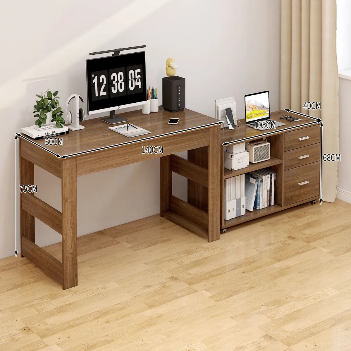 Escritorio Multifuncional Con Archivero Transformable 140cm