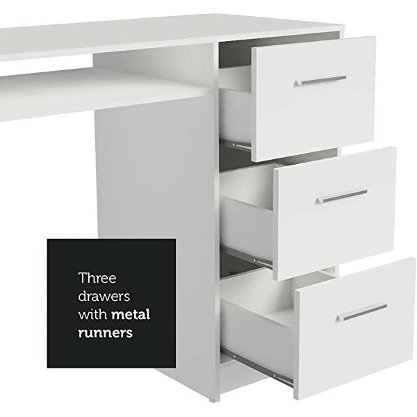 Madesa Escritorio para Pc con 3 Cajones y 1 Puerta Alaska - Blanco