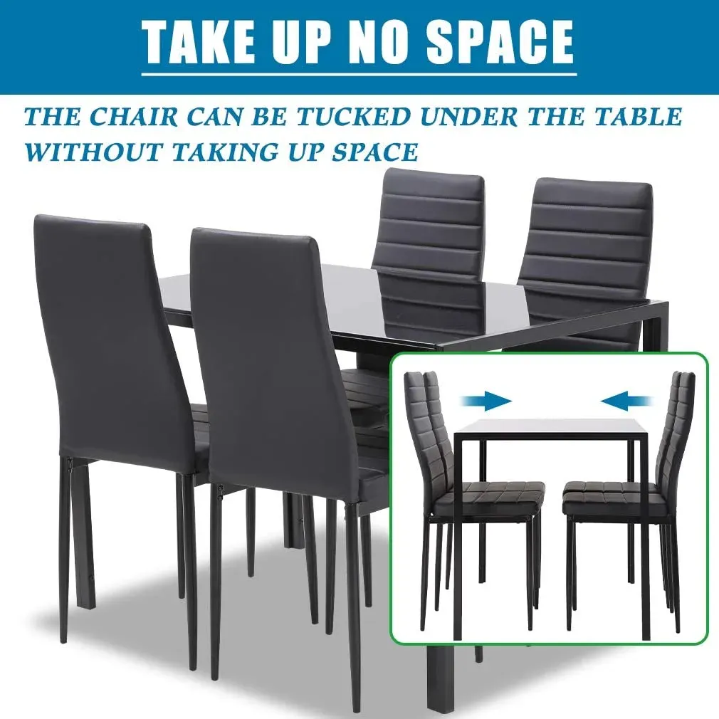 Juego de Mesa de Comedor de Vidrio para Espacios pequeños, Mesa de Cocina y sillas para 4 mesas con sillas, Muebles de hogar, rectangulares, Modernos (Vidrio Negro)