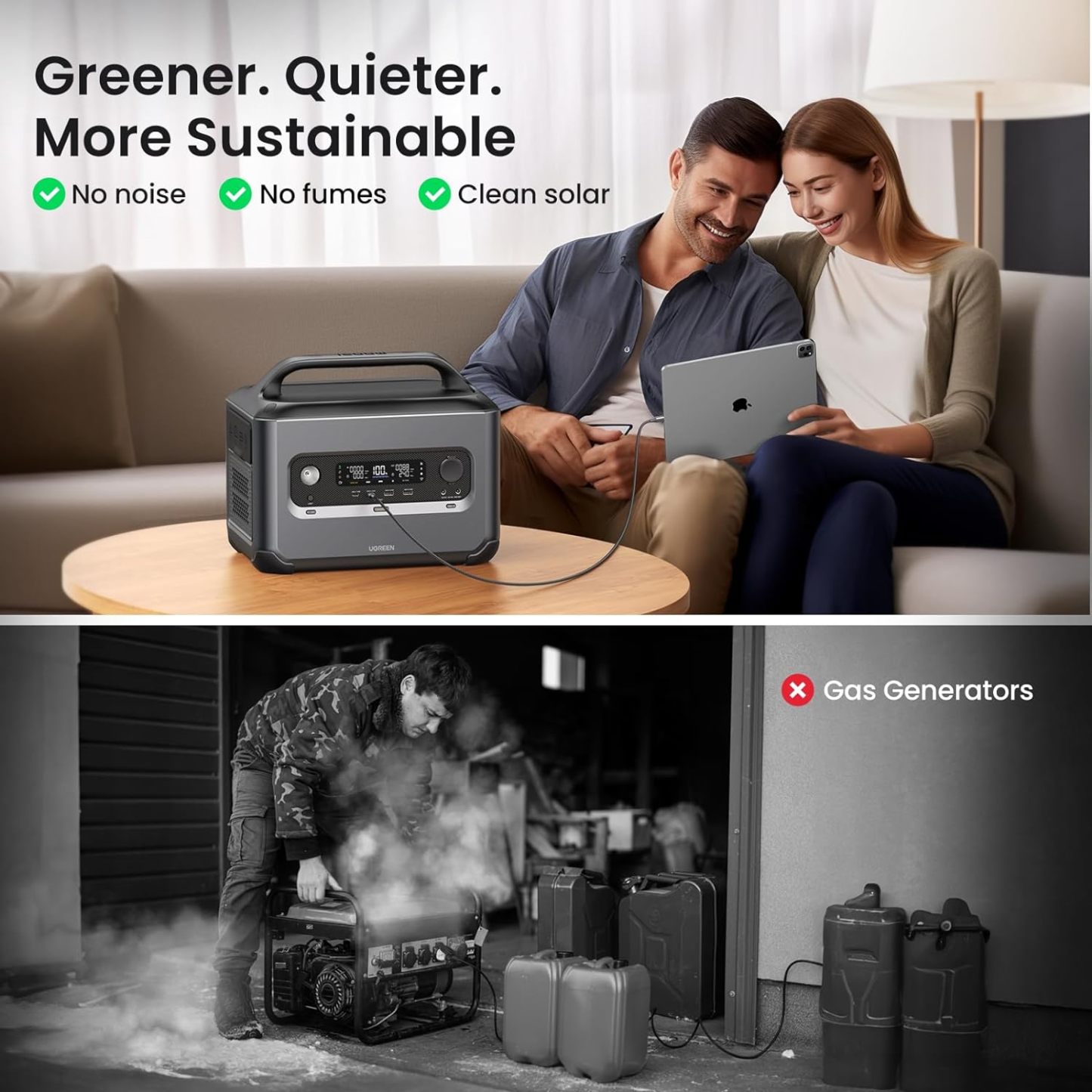 PowerRoam 1200 Generador solar, central de energía portátil de 1024 Wh con panel solar de 200 W incluido, salida de hasta 2500 W, batería LiFePO4 (LFP), generadores para respaldo en el
