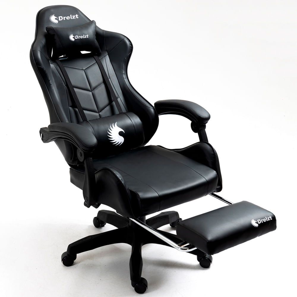 Silla Gamer Ergonómica Dreizt Shine Series Blanco/ Negro Con Posapies Reclinable