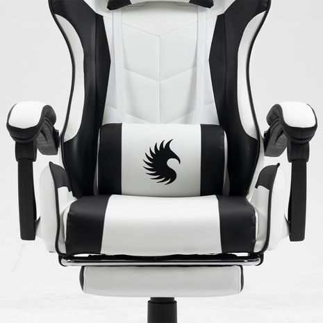 Silla Gamer Ergonómica Dreizt Shine Series Blanco/ Negro Con Posapies Reclinable