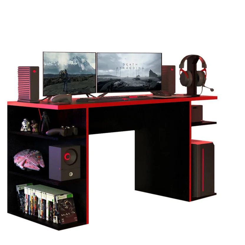 Escritorio Gamer 75X136X60 Rojo y Negro