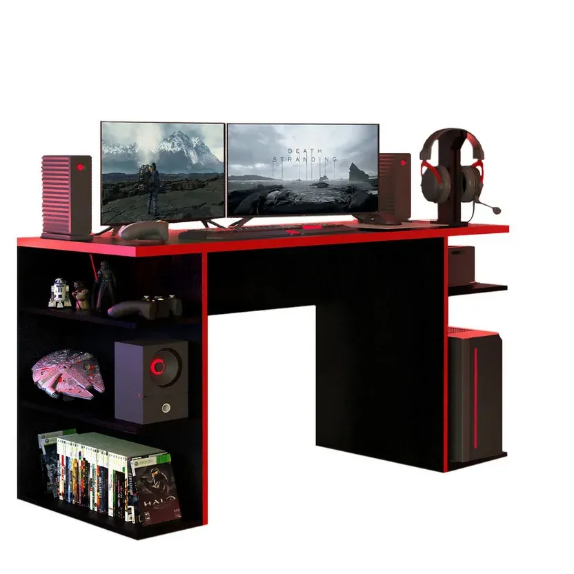 Escritorio Gamer 75X136X60 Rojo y Negro