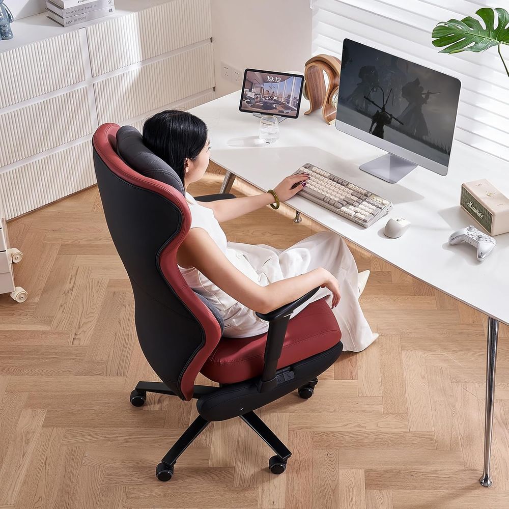 Silla gaming ergonómica de respaldo alto con reposapiés