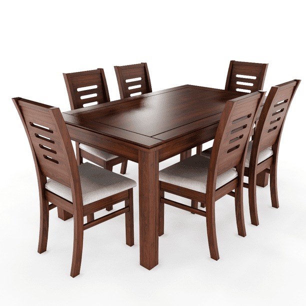Juego de Comedor ROMA 6 Sillas Nogal Mesa Rectangular Madera