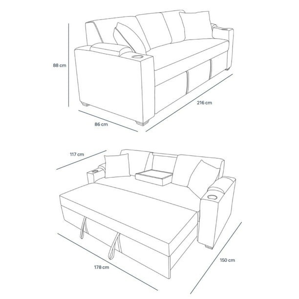 SOFÁ CAMA MILAN GRIS OXFORD