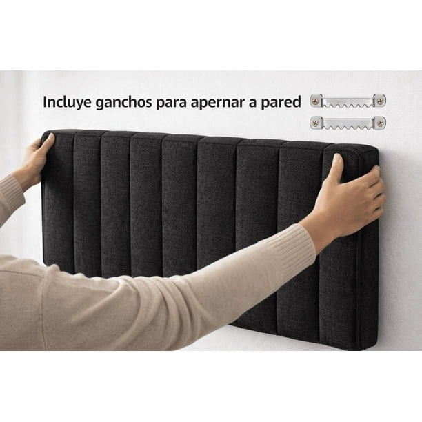 Cama Europea Somnia 2 Plazas + Respaldo Tubular Madera Lino