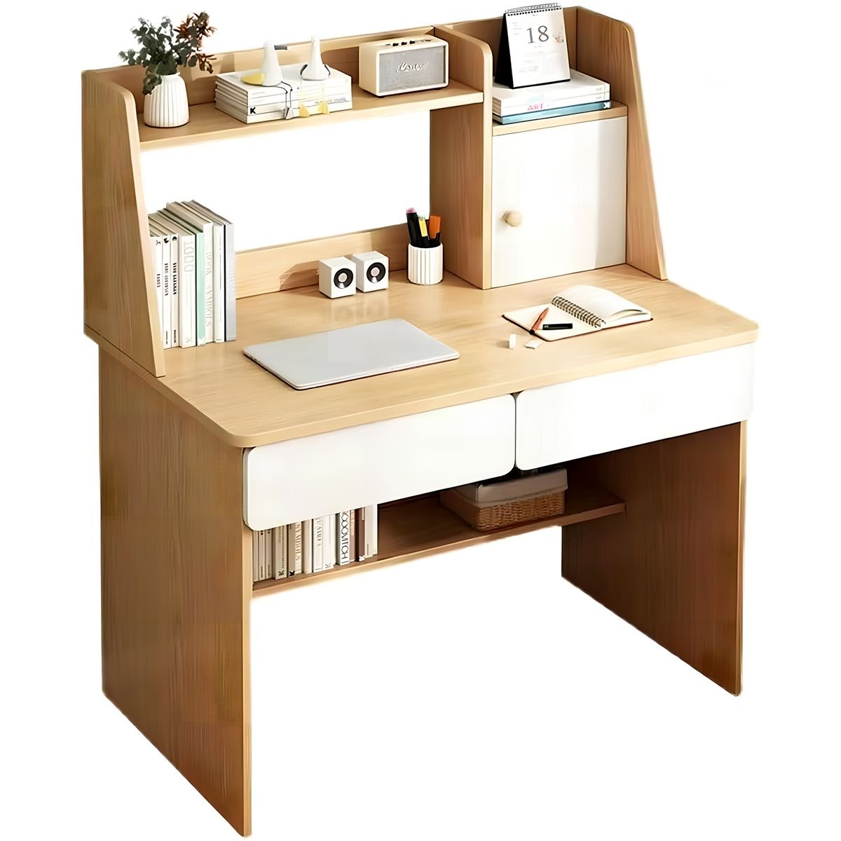Escritorio Con Estanteria 80x110cm Cajón Gabinete Oficina Trabajo