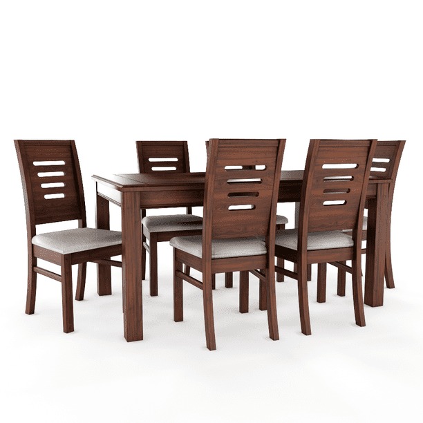 Juego de Comedor ROMA 6 Sillas Nogal Mesa Rectangular Madera