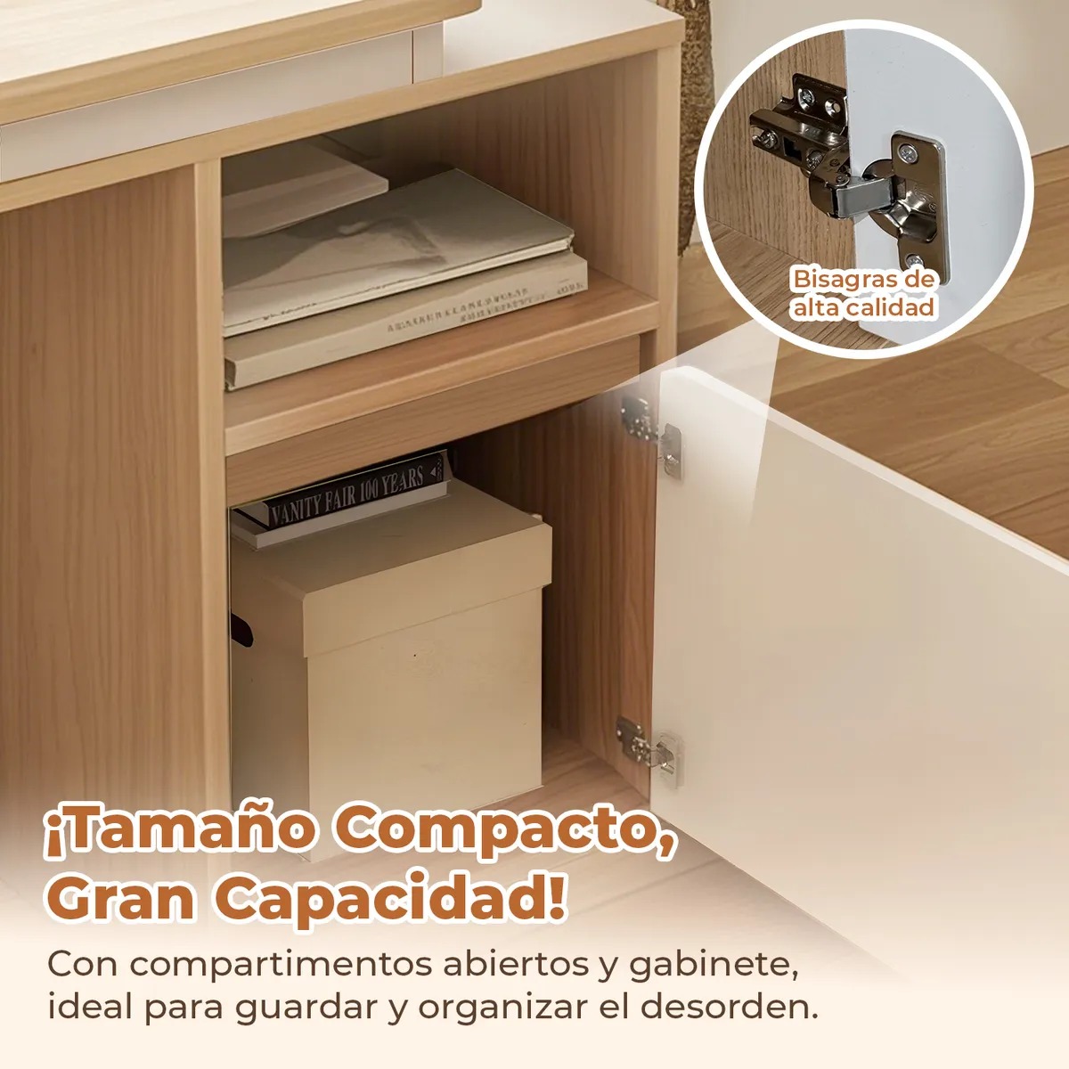 Escritorio Con Cajonera Móvil 120-140 Cm Pata Metálica Oficina