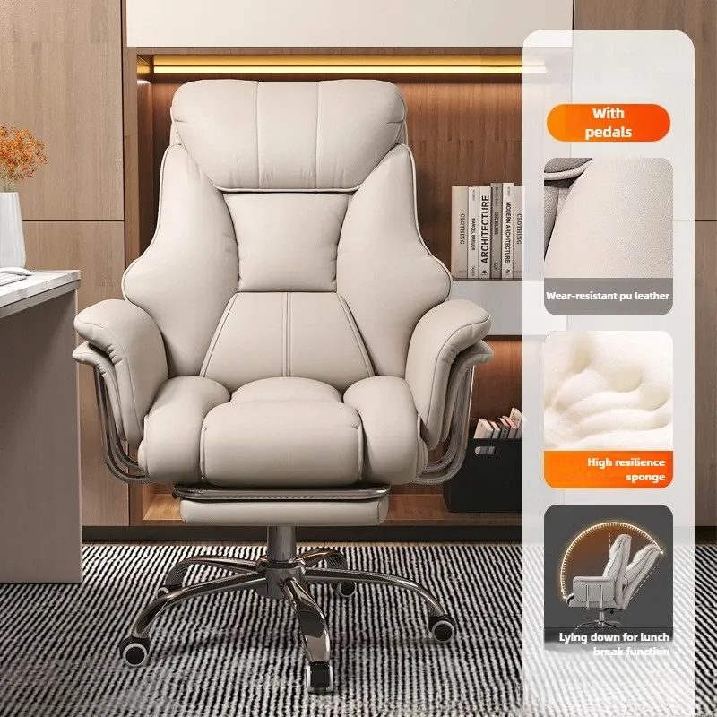 Sillón ejecutivo minimalista — Silla de oficina y ordenador, cómoda para uso sedentario.