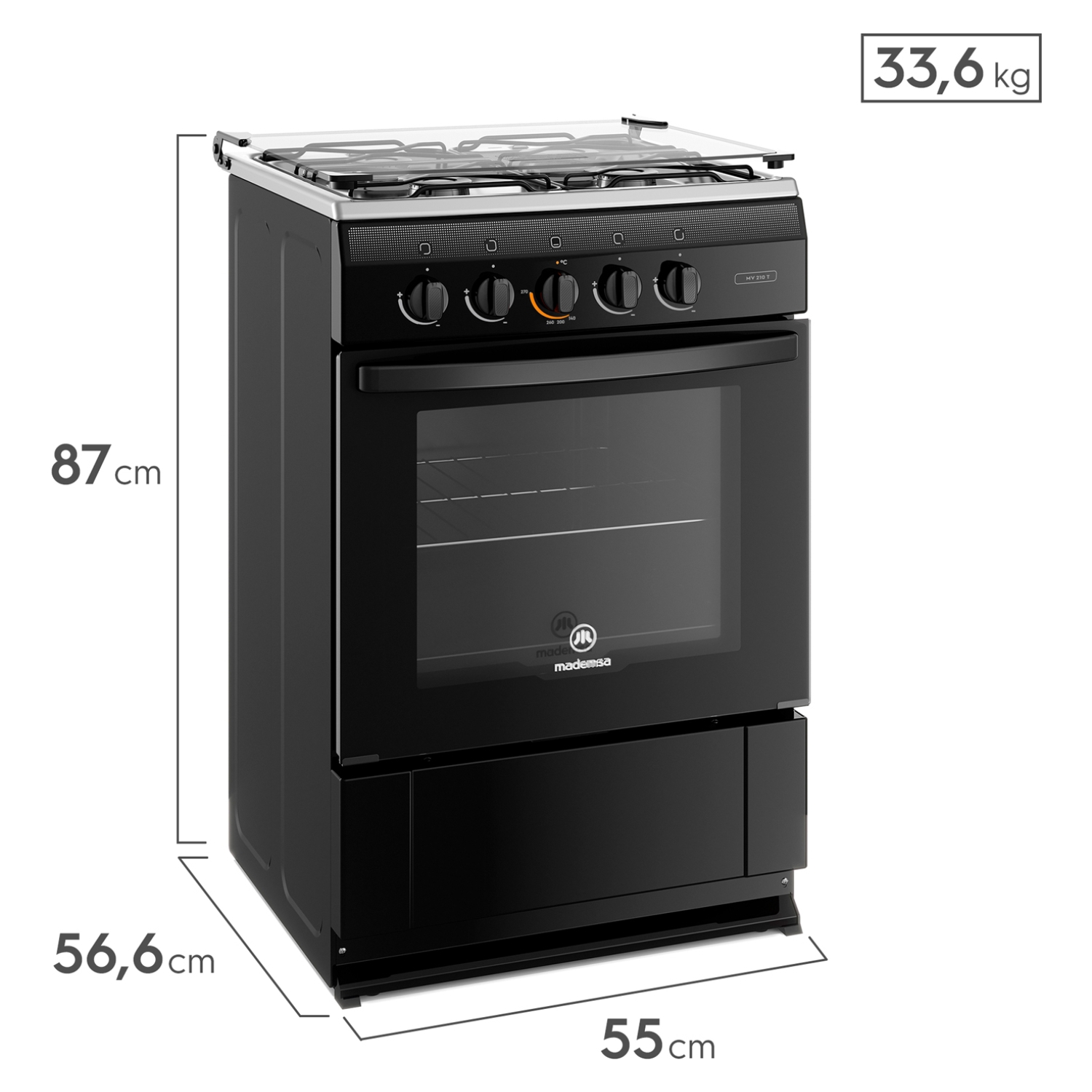 Cocina 4 Quemadores Horno De 65 Lt Gas Licuado Mv 210 T