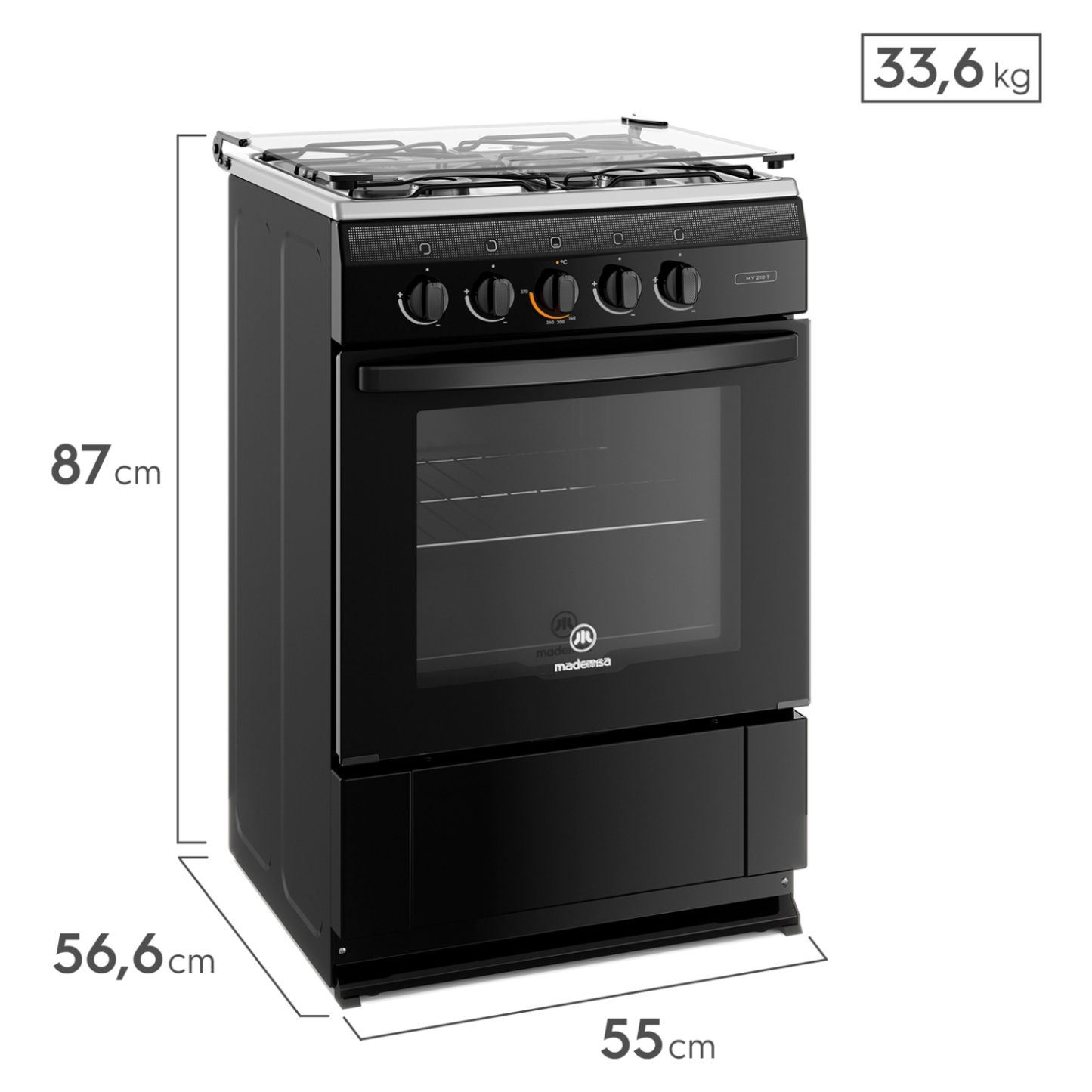 Cocina 4 Quemadores Horno De 65 Lt Gas Licuado Mv 210 T