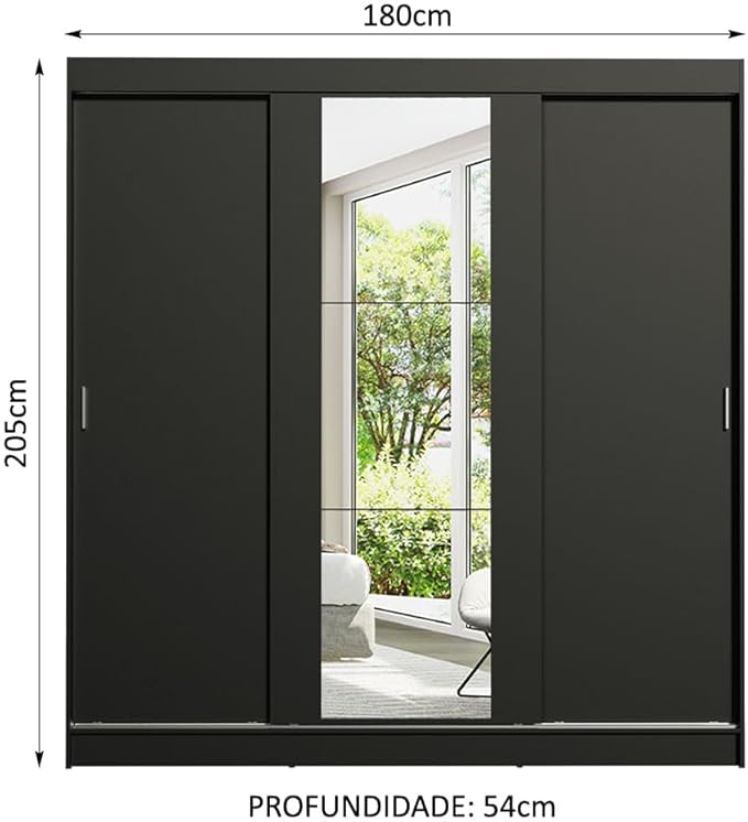 Ropero Closet con 3 Puertas y 1 Espejo Reno - Marrón