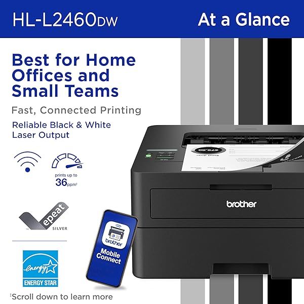 Impresora láser monocromática compacta inalámbrica L2460DW con impresión dúplex y móvil